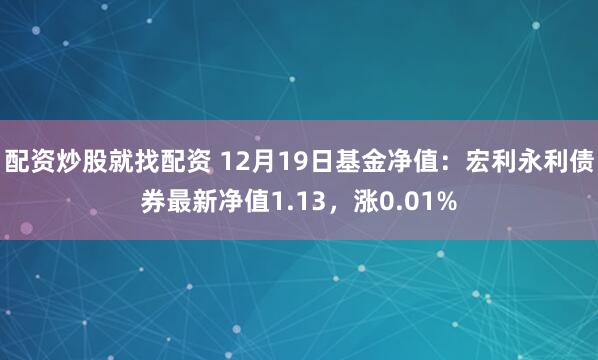 配资炒股就找配资 12月19日基金净值：宏利永利债券最新净值1.13，涨0.01%