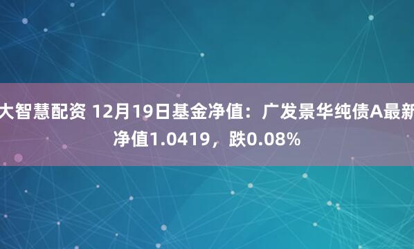 大智慧配资 12月19日基金净值：广发景华纯债A最新净值1.0419，跌0.08%
