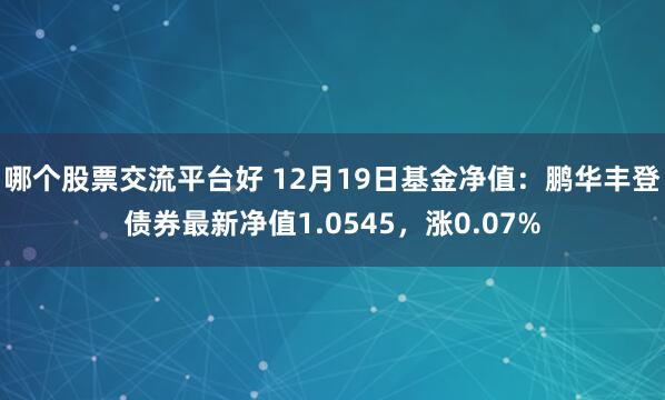 哪个股票交流平台好 12月19日基金净值：鹏华丰登债券最新净值1.0545，涨0.07%