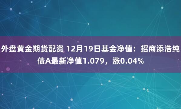 外盘黄金期货配资 12月19日基金净值：招商添浩纯债A最新净值1.079，涨0.04%