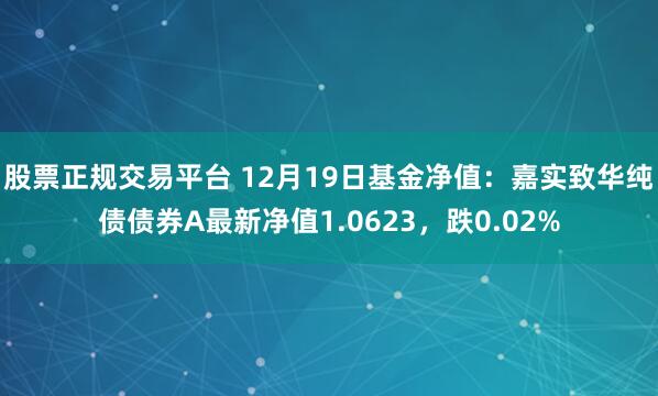 股票正规交易平台 12月19日基金净值：嘉实致华纯债债券A最新净值1.0623，跌0.02%