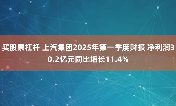 买股票杠杆 上汽集团2025年第一季度财报 净利润30.2亿元同比增长11.4%