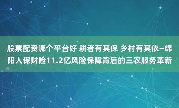 股票配资哪个平台好 耕者有其保 乡村有其依—绵阳人保财险11.2亿风险保障背后的三农服务革新