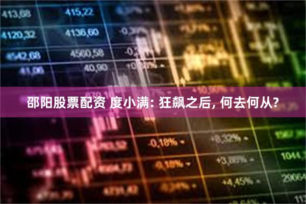 邵阳股票配资 度小满: 狂飙之后, 何去何从?